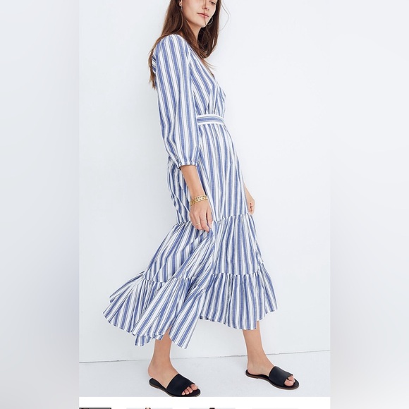 Madewell Ruffle-Sleeve Tiered Dress in Ava Stripe - Picture 3 of 12